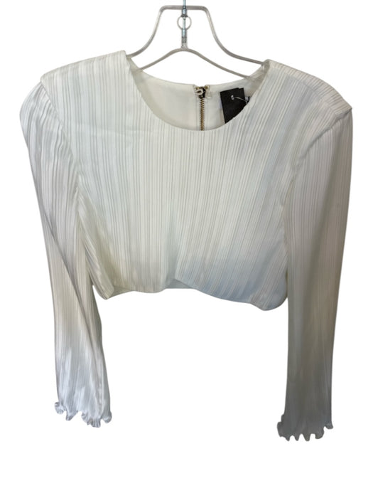 AIIFOS Size S Ivory Recycled Polyester Long Sleeve Pleated Back Zip Cropped Top Ivory / S