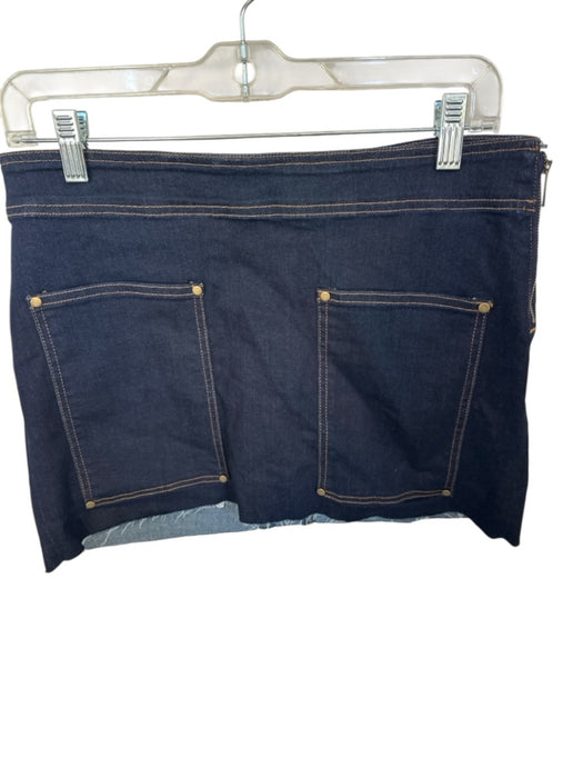 TT Studios Size M Dark Wash Cotton Blend High Waist Denim Side Zip Mini Skirt Dark Wash / M