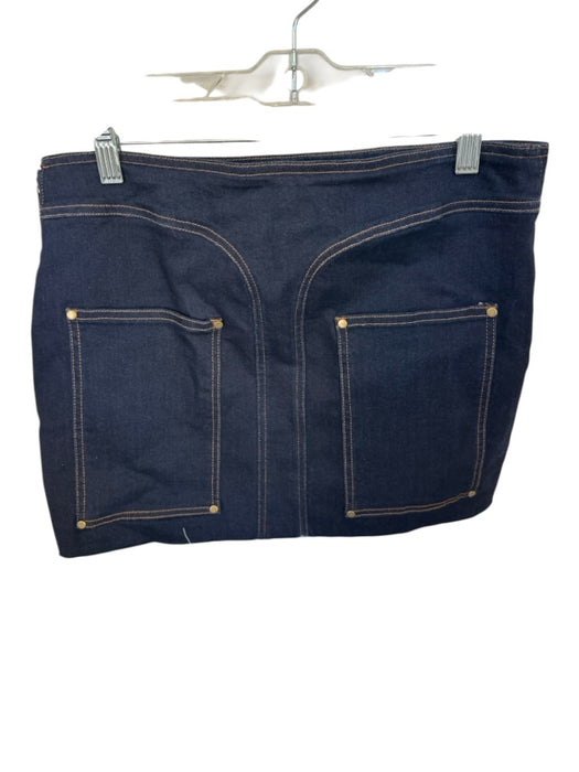 TT Studios Size M Dark Wash Cotton Blend High Waist Denim Side Zip Mini Skirt Dark Wash / M