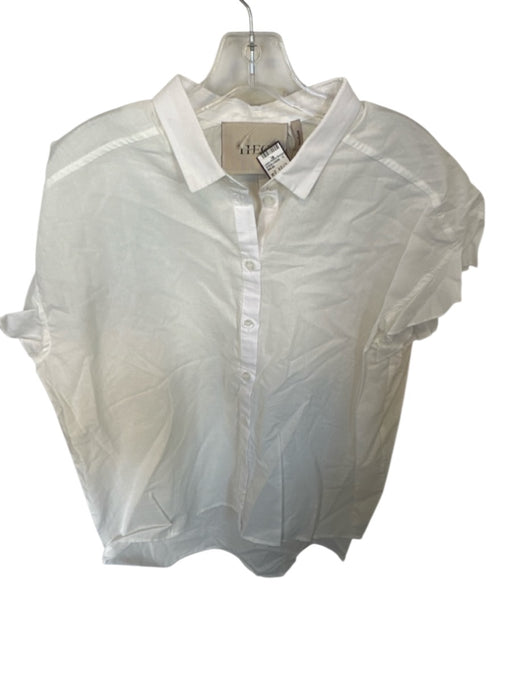 Theo Size M White Cotton Cap Sleeve Button Down Top White / M