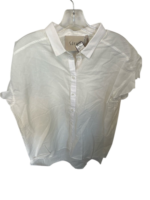 Theo Size M White Cotton Cap Sleeve Button Down Top White / M