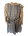 Jovonna London Size 4 Khaki & Brown Cotton Blend Long Sleeve Plaid Detail Coat Khaki & Brown / 4