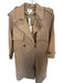 Jovonna London Size 4 Khaki & Brown Cotton Blend Long Sleeve Plaid Detail Coat Khaki & Brown / 4