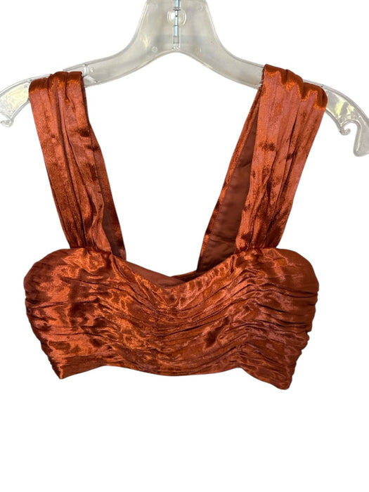 AIIFOS Size S Rust Polyester Blend Pleated Sleeveless Cropped Top Rust / S