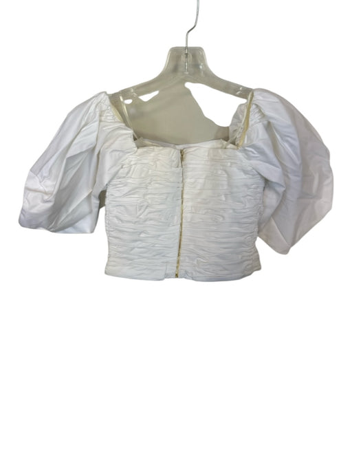 AIIFOS Size XS White Organic Cotton Blend Pleated Long Balloon Sleeve Top White / XS