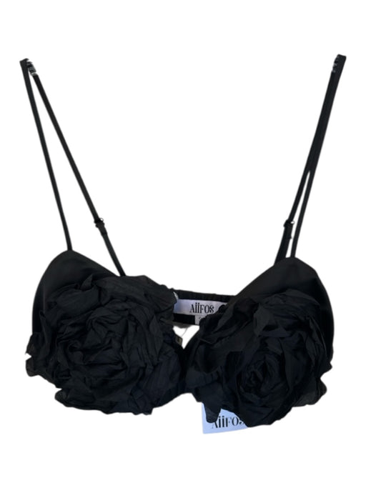 AIIFOS Size S Black Polyester Spaghetti Strap Flower Application Bralette Top Black / S