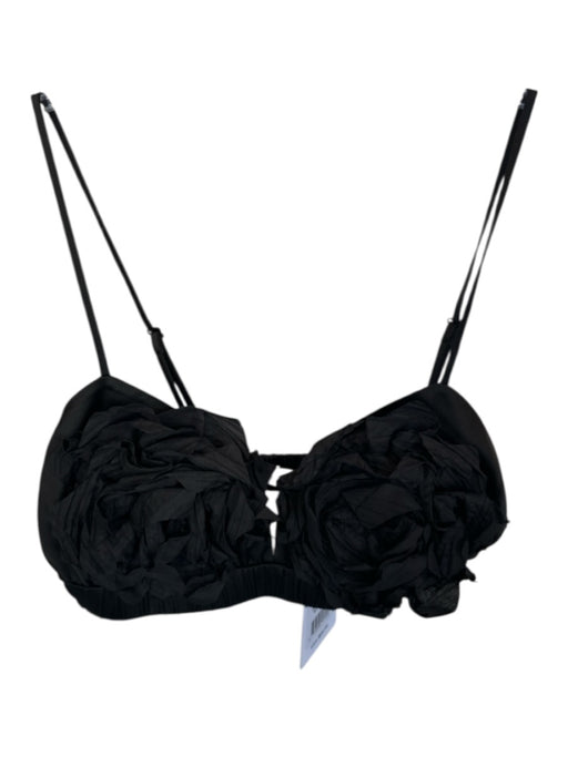 AIIFOS Size M Black Polyester Spaghetti Strap Flower Application Bralette Top Black / M