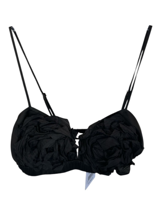 AIIFOS Size M Black Polyester Spaghetti Strap Flower Application Bralette Top Black / M