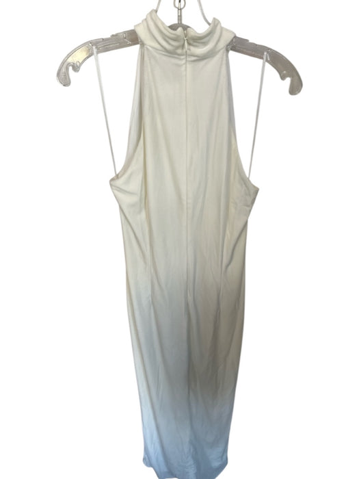AIIFOS Size M Ivory Velvet High Neck Gathered Front Sleeveless Back Zip Dress Ivory / M