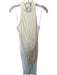 AIIFOS Size M Ivory Velvet High Neck Gathered Front Sleeveless Back Zip Dress Ivory / M