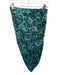 AIIFOS Size M Teal & Green Silk Side Zip Watercolor Midi Skirt Teal & Green / M