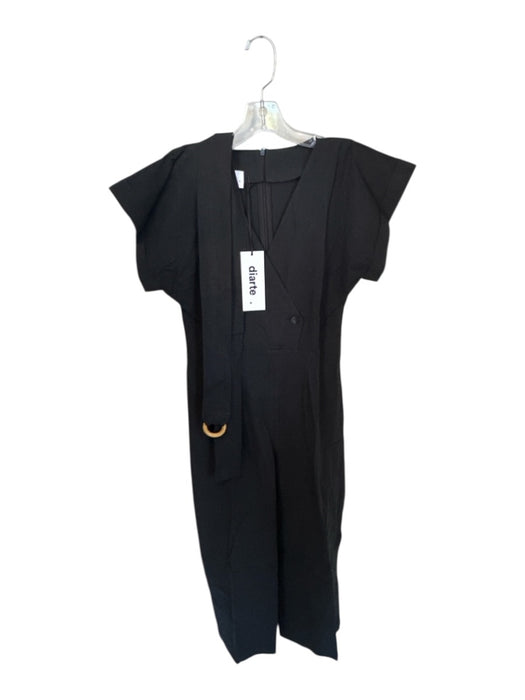 Diarte Size S Black Cotton Cap Sleeve Back Zip Wide Leg Belt Incl. Jumper Black / S