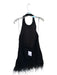 AIIFOS Size M Black Polyester Halter Neck Tweed Feather Hem Mini Dress Black / M