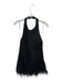 AIIFOS Size M Black Polyester Halter Neck Tweed Feather Hem Mini Dress Black / M