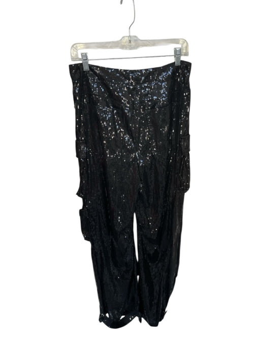 Steve Madden Size M Black Sequins High Waist Cargo Pockets Pants Black / M