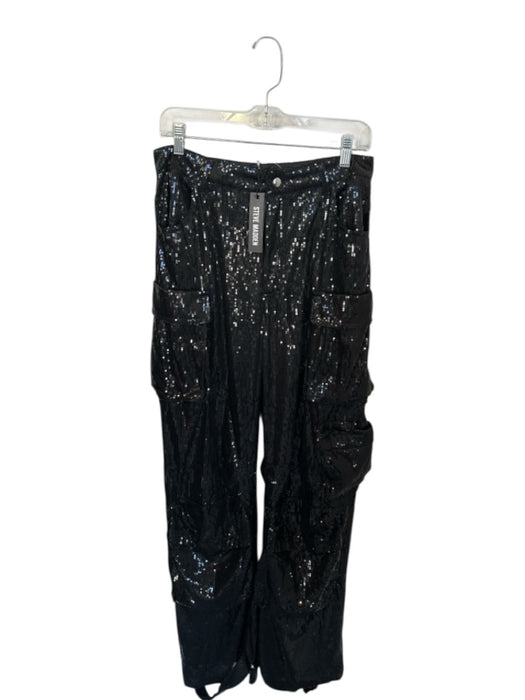 Steve Madden Size M Black Sequins High Waist Cargo Pockets Pants Black / M