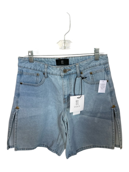 TT Studios Size 27 Light Wash Cotton High Waist Side Slits Denim Shorts Light Wash / 27