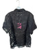 Blanca Size XS/S Black Rayon Blend Short Sleeve Flowers Sheer Button Down Top Black / XS/S