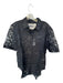 Blanca Size XS/S Black Rayon Blend Short Sleeve Flowers Sheer Button Down Top Black / XS/S