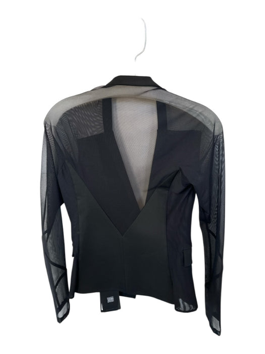 Theo the Label Size XS Black Polyester Blend Sheer Sleeves 1 Button Jacket Black / XS