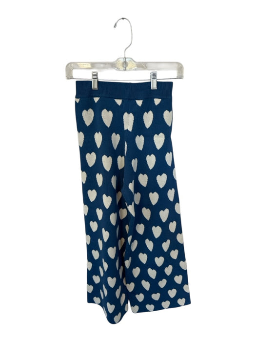 Compania Fantastica Size S Blue & White Acrylic Blend Elastic Waist Hearts Pants Blue & White / S