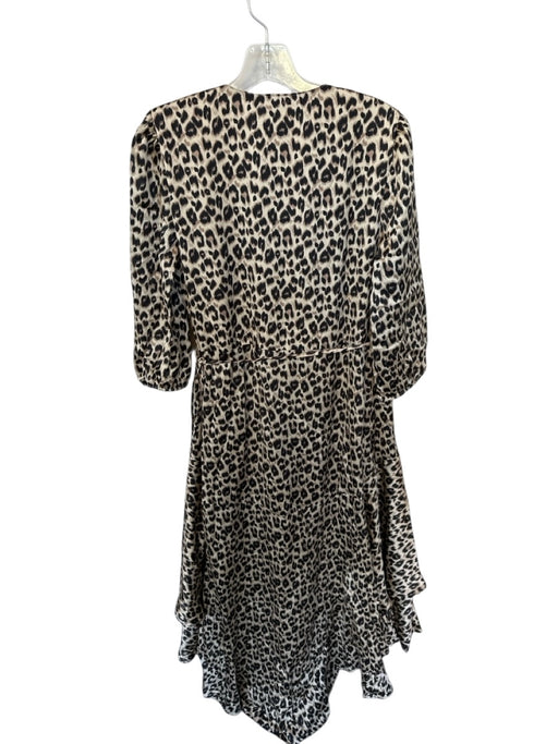 Jovonna London Size L Tan & black Polyester Long Sleeve Animal Print Wrap Dress Tan & black / L