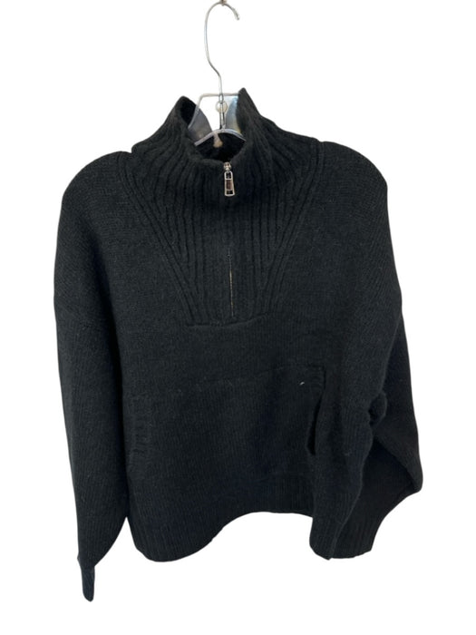 Blanca Size S/M Black Mohair Blend Funnel Neck Half Zip Knit Sweater Black / S/M