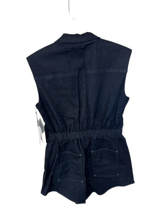 TT Studios Size S Dark Wash Cotton Blend Sleeveless Front Zip Denim Romper Dark Wash / S