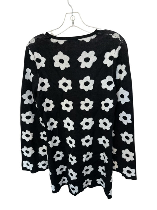 Kitri Size L Black & White Viscose Blend Long Sleeve Flowers Mini Dress Black & White / L