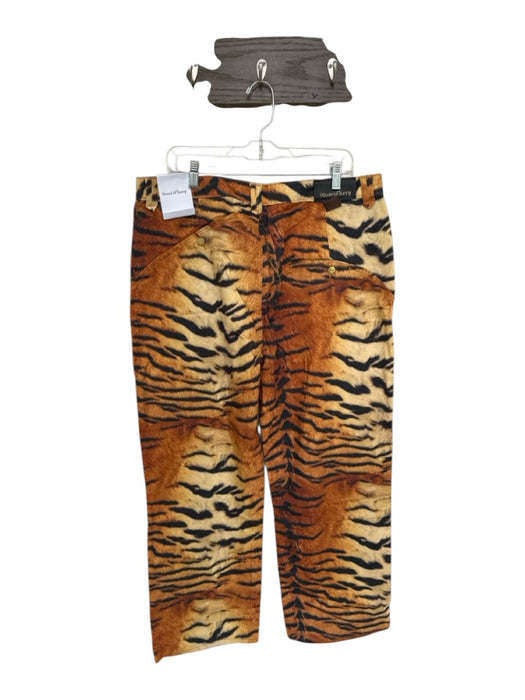 House of Sunny Size 14 Brown & Black Cotton High Waist Tiger Print Jeans Brown & Black / 14