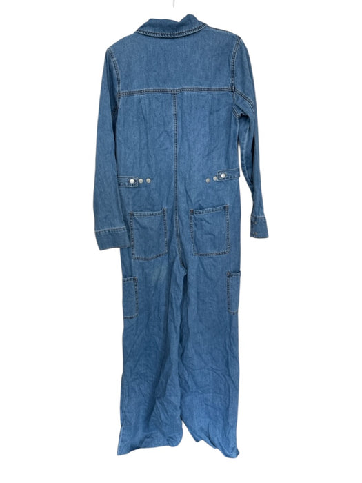 TT Studios Size S Med Light Wash Cotton Blend Long Sleeve Snap buttons Jumper Med Light Wash / S