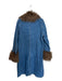 TT Studios Size XL Blue & Brown Cotton Blend Faux Fur Collar Denim Coat Blue & Brown / XL