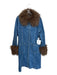 TT Studios Size XL Blue & Brown Cotton Blend Faux Fur Collar Denim Coat Blue & Brown / XL