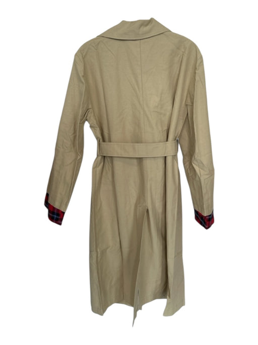 Jovonna Size S Khaki & Red Cotton Lined Double Breast Trench Coat Khaki & Red / S