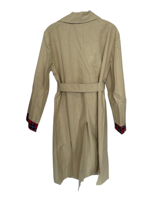 Jovonna Size S Khaki & Red Cotton Lined Double Breast Trench Coat Khaki & Red / S