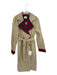 Jovonna Size S Khaki & Red Cotton Lined Double Breast Trench Coat Khaki & Red / S