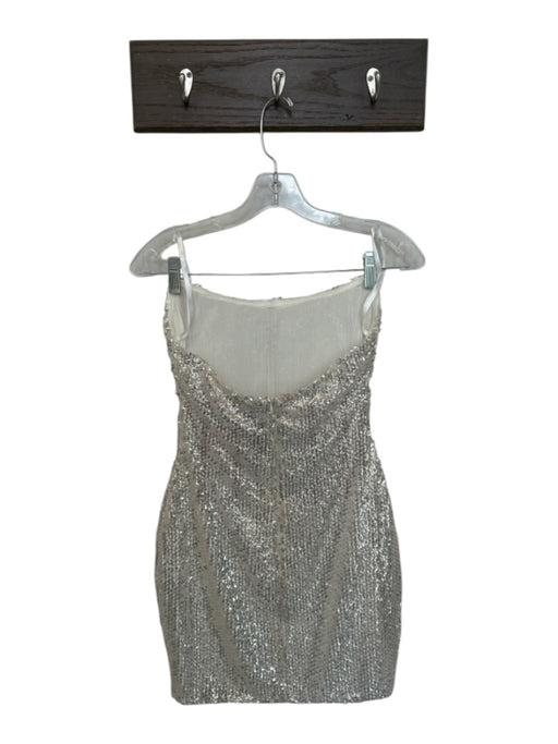 Atoir Size XS White & Silver Sequins Boning Strapless Mini Dress White & Silver / XS