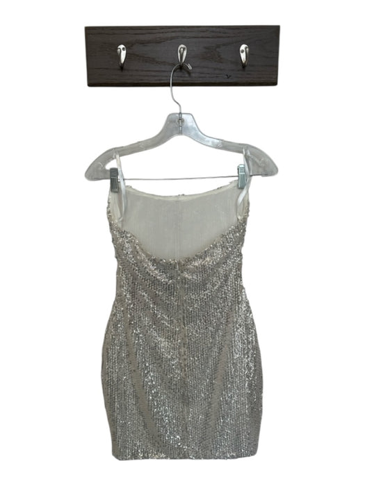 Atoir Size XS White & Silver Sequins Boning Strapless Mini Dress White & Silver / XS