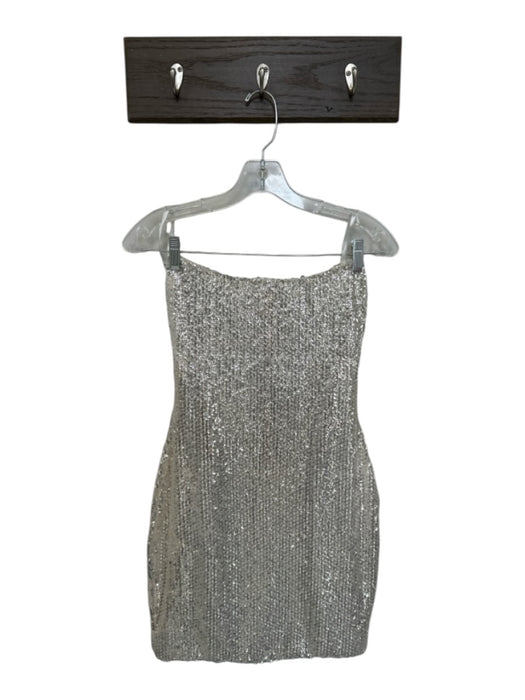 Atoir Size XS White & Silver Sequins Boning Strapless Mini Dress White & Silver / XS