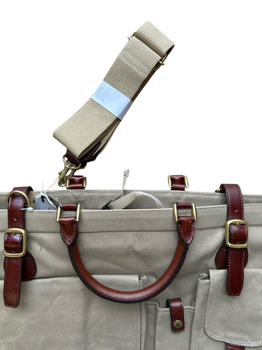 Silver Lake Club NWT Tan & Brown Canvas & Leather Top Handle Buckles Men's Bag Tan & Brown