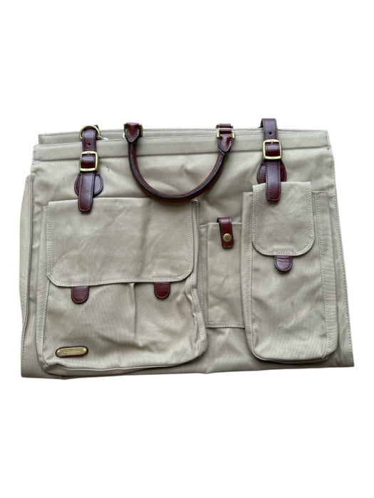 Silver Lake Club NWT Tan & Brown Canvas & Leather Top Handle Buckles Men's Bag Tan & Brown