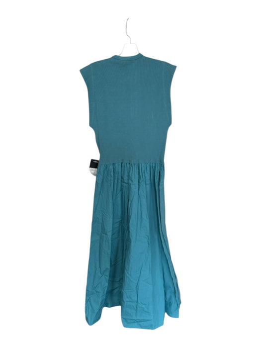 Bassike Size 3/L Teal Cotton Blend Cap Sleeve Ribbed Maxi Dress Teal / 3/L