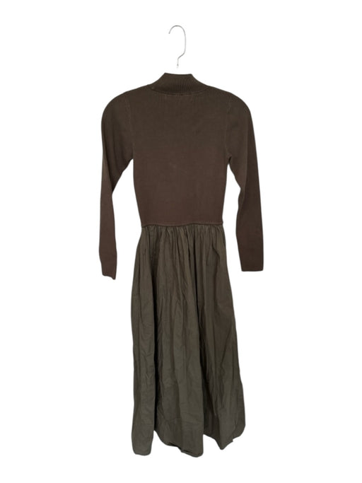 Marie Oliver Size XS Olive Green Cotton Blend Mock Neck Long Sleeve Maxi Dress Olive Green / XS