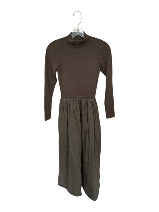 Marie Oliver Size XS Olive Green Cotton Blend Mock Neck Long Sleeve Maxi Dress Olive Green / XS