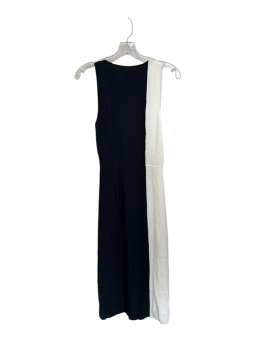 Equipment Size 6 White & Navy Viscose Sleeveless Color Block Midi Dress White & Navy / 6