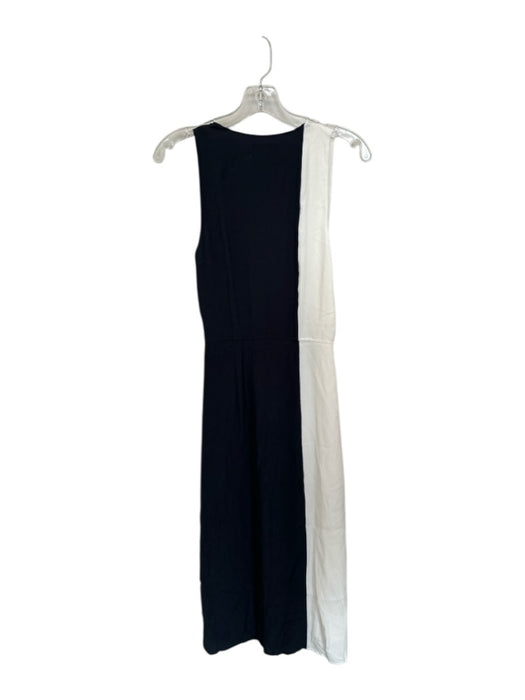 Equipment Size 6 White & Navy Viscose Sleeveless Color Block Midi Dress White & Navy / 6