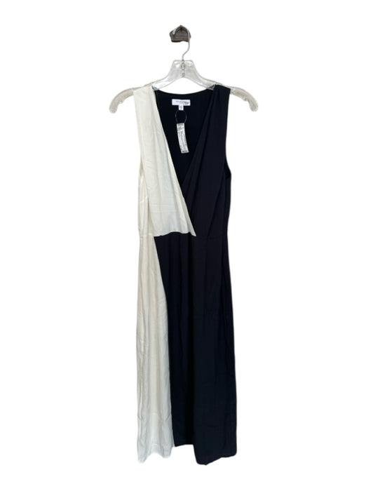Equipment Size 6 White & Navy Viscose Sleeveless Color Block Midi Dress White & Navy / 6