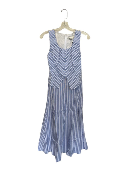 Made in Studio Size XS Blue & White Cotton Sleeveless Striped Back Zip Dress Blue & White / XS