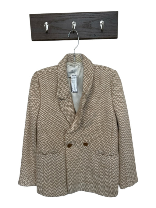 Anine Bing Size XS Tan & White Acrylic Blend Herringbone Double Breast Jacket Tan & White / XS