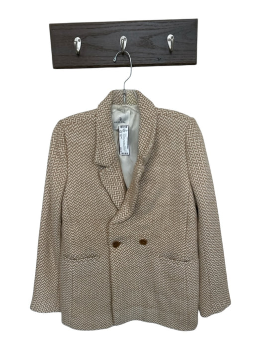 Anine Bing Size XS Tan & White Acrylic Blend Herringbone Double Breast Jacket Tan & White / XS